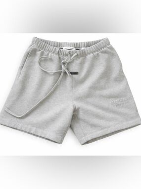 Essentials Grey Embossed Logo Cotton-Blend Sweat Shorts